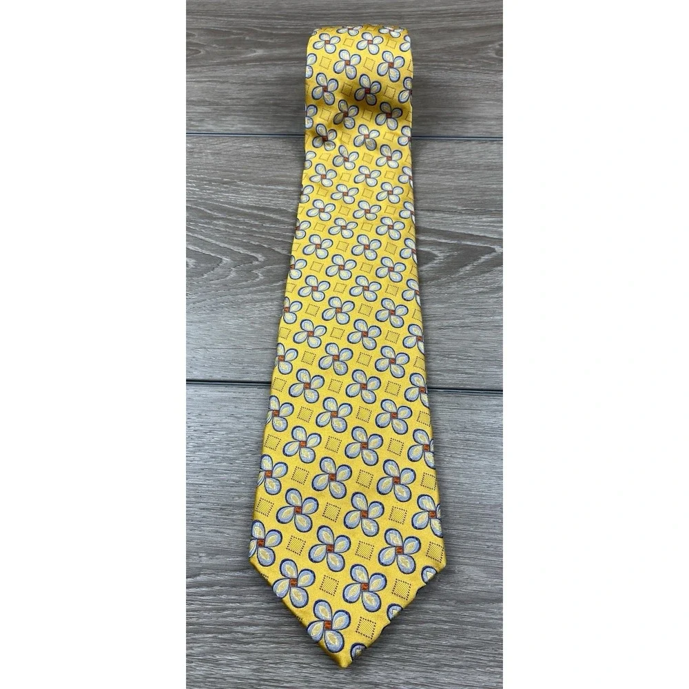 Robert Talbott Men's Silk Best Of Class Floral Pattern Necktie Gold 58